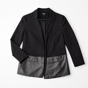 Premise Women's Black Blazer with Leather Accents